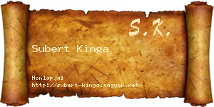 Subert Kinga névjegykártya
